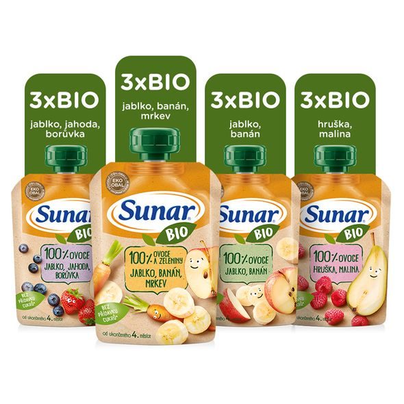 Sunar BIO Kapsička ovocný mix 4m+ 12x 100g