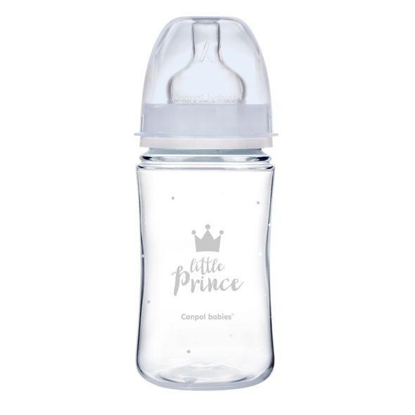 Canpol babies Lahev se širokým hrdlem ROYAL BABY 240ml modrá