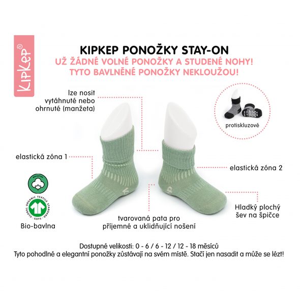 KipKep Dětské ponožky Stay-on-Socks 6-12m 2páry