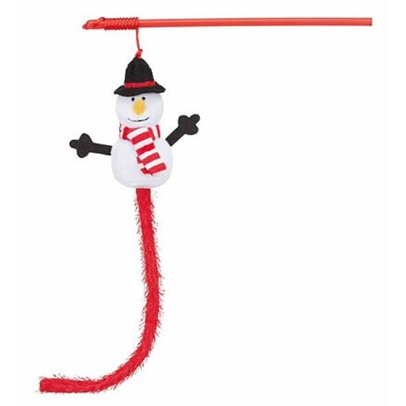 Trixie Vánoční hračka pro kočky sněhulák na udici 31 cm
