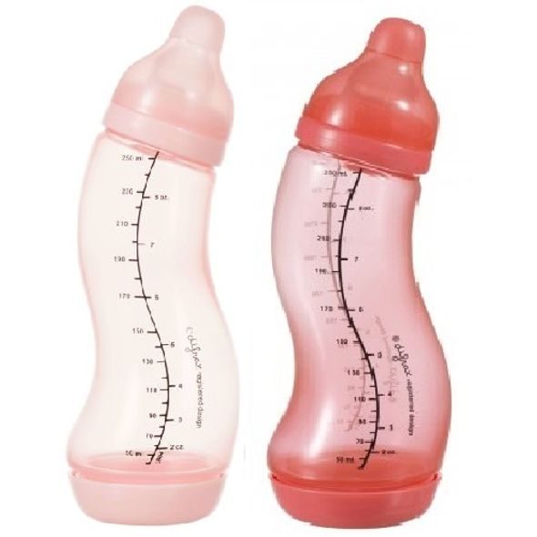 Difrax sada kojeneckých antikolikových lahviček 2 x 250ml, růžová/cihlová