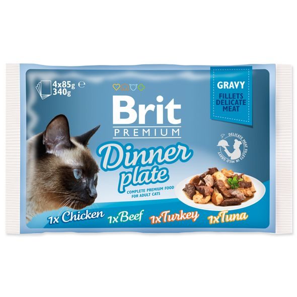Brit Premium Cat Delicate Fillets in Gravy Dinner Plate 340g (4x 85g)