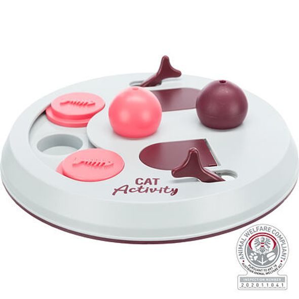 Trixie Cat Activity FLIP BOARD, strategická hra, ø 23, vínová/růžová/šedá