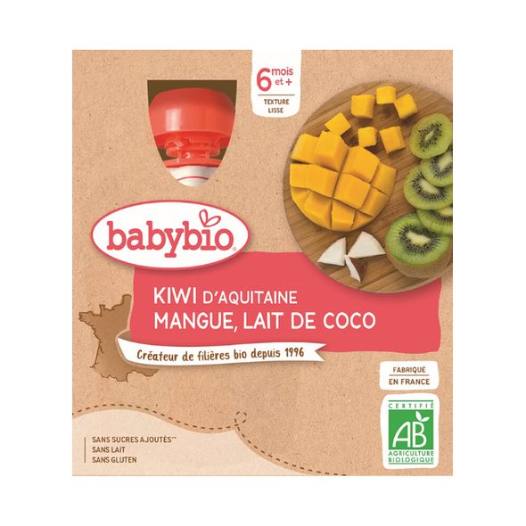 BABYBIO kiwi mango kokos 4x90 g