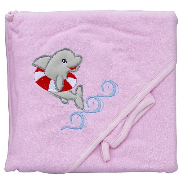 Scarlett Froté ručník s kapucí Delfín růžová