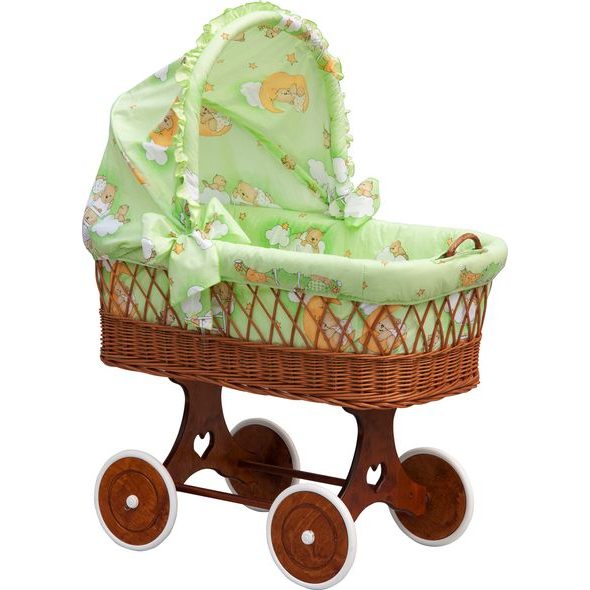 Scarlett Proutěný košík na miminko s boudičkou Scarlett Mráček zelená