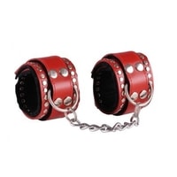 Kožená pouta na ruce zdobená - Red/Black