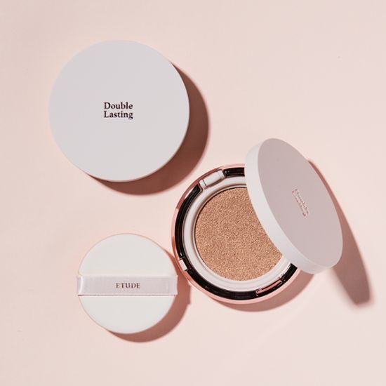 ETUDE Cushion s houbičkou Double Lasting Cushion Glow Odstín neutrální #N23 Sand