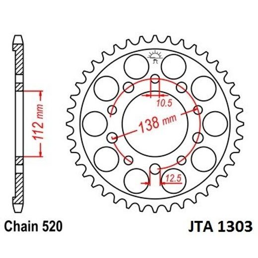 ALUMINIJASTI ZADNJI VERIŽNIK (ZOBNIK) JT JTA 1303-43 43T, 520