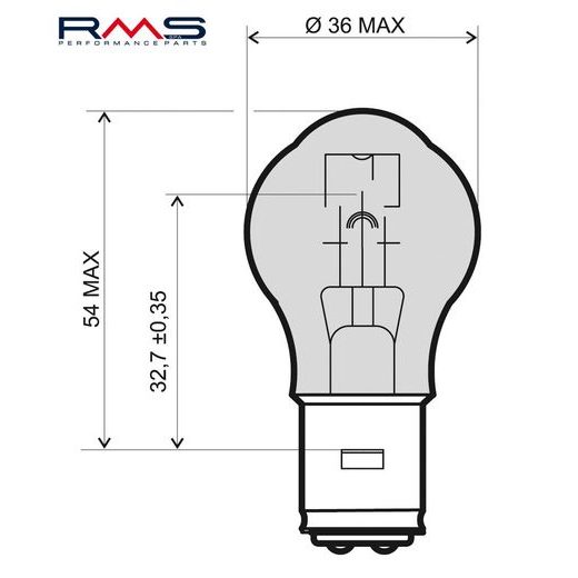 ŽARNICA RMS 246510315 12V 35/35W, S2 BA20D BELA