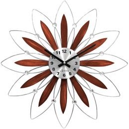 LAVVU Dřevěné stříbrné hodiny CRYSTAL Flower s čísly LCT1114