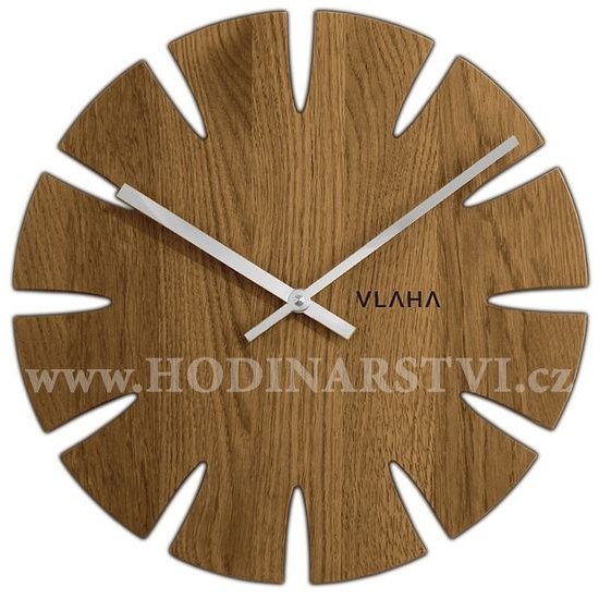 Dubové hodiny VLAHA VCT1014 vyrobené v Čechách se stříbrnými ručičkami