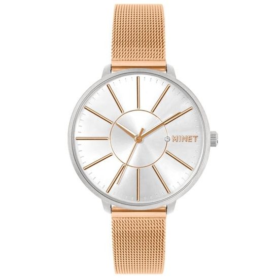 Rose gold dámské hodinky MINET PRAGUE Rose Gold Bicolor MESH MWL5139