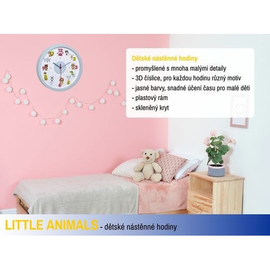 Dětské nástěnné hodiny TFA 60305114 LITTLE ANIMALS