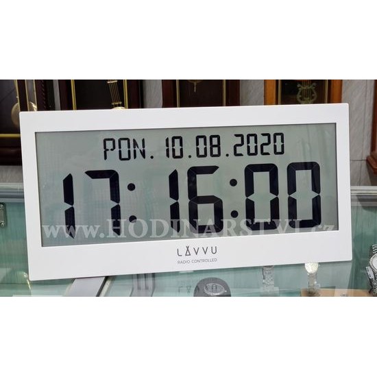 Bílé digitální hodiny s češtinou LAVVU MODIG řízené rádiovým signálem LCX0010
