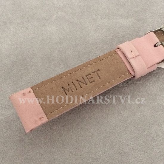 Růžový prošitý kožený řemínek MINET z jemného nubuku MSNUP20
