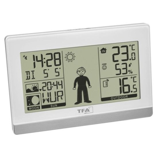 Domácí meteostanice s předpovědí počasí a postavičkou TFA 35.1159.02 WEATHER BOY - bílá