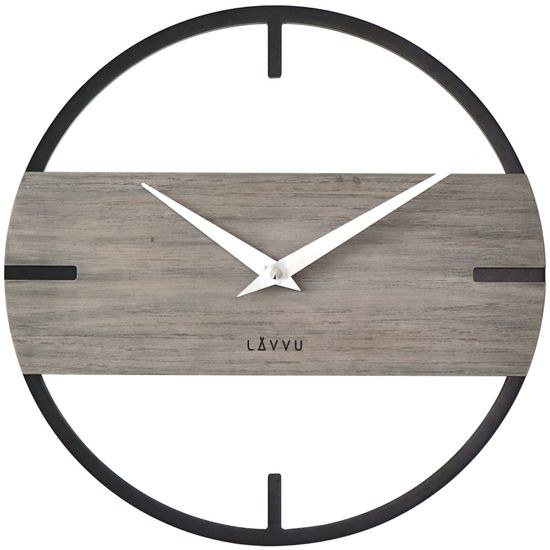 LAVVU Stylové dřevěné hodiny LOFT v industriálním vzhledu 35cm LCT4011