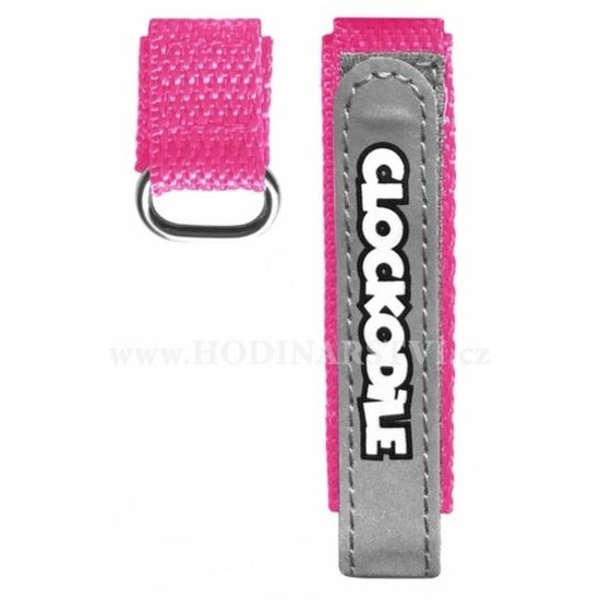 Reflexní růžový řemínek na suchý zip k dětským hodinkám CLOCKODILE CSX0024