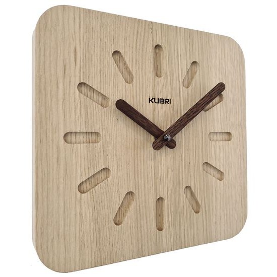 KUBRi 0150 - 20 cm hodiny z dubového masívu včetně dřevěných ručiček