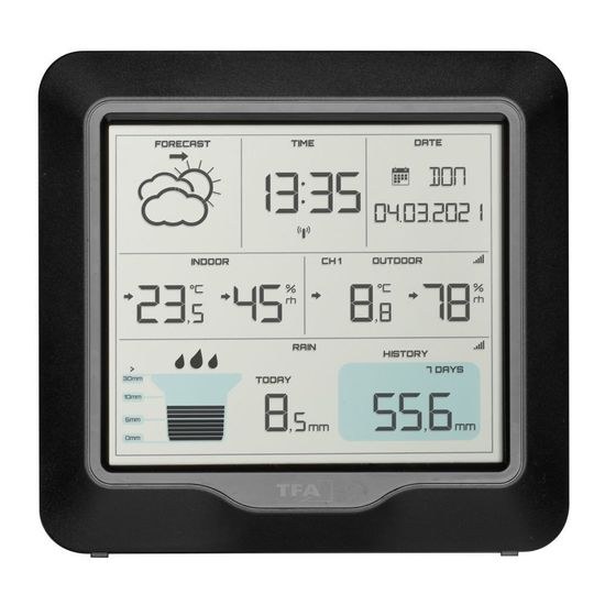 TFA 35.1160.01 - Domácí meteostanice s předpovědí počasí a srážkoměrem RAIN PRO