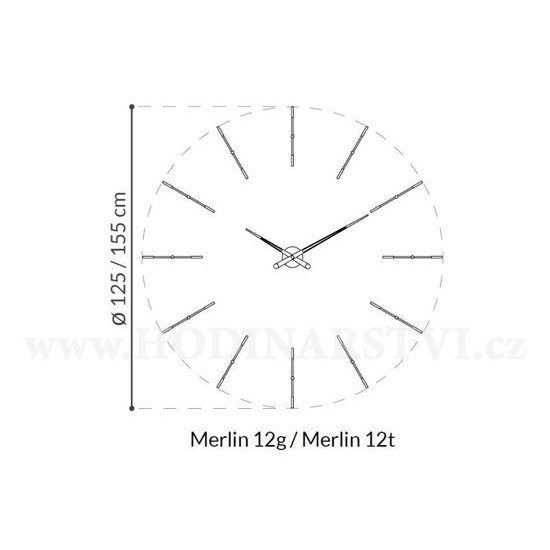 Designové nástěnné hodiny Nomon Merlin Walnut Graphite METP120N 125cm