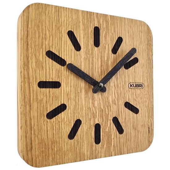 KUBRi 0161 - 20 cm hodiny z dubového masívu včetně dřevěných ručiček