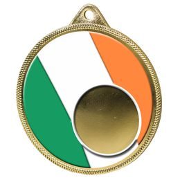 Irish Ireland Flag Logo Insert Gold 3D Printed Medal
