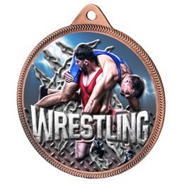 Wrestling Color Texture 3D Print Bronze Medal