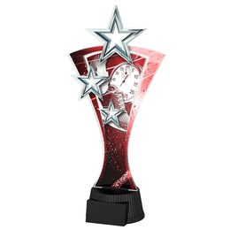 Red and Silver Triple Star Athletics Trophy