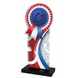 Pegasus Red and Blue Horseshoe Rosette Trophy