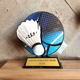 Roswell black acrylic Badminton trophy
