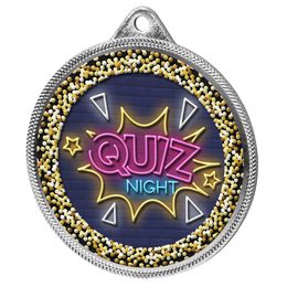 Quiz Night Color Texture 3D Print Silver Medal