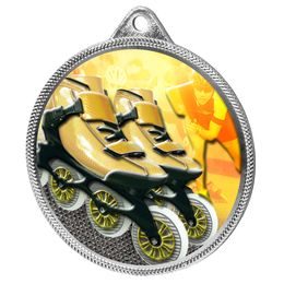 Inline Skating Color Texture 3D Print Silver Medal