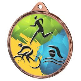 Triathlon Color Texture 3D Print Bronze Medal