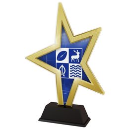 Custom Club Logo Acrylic Gold Star Trophy