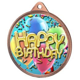 Happy Birthday Color Texture 3D Print Bronze Medal
