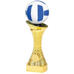 Gold Volleyball Trophy with 3D Blue and White Ball