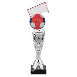 Silver Soccer Goal Red Ball Acrylic Top Trophy