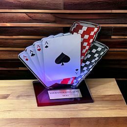 Cannes Printed Acrylic Playing Cards Trophy