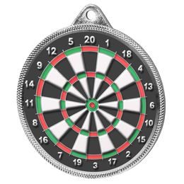 Darts Color Texture 3D Print Silver Medal