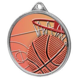 Basketball Color Texture 3D Print Silver Medal