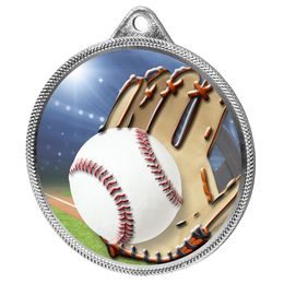 Baseball Color Texture 3D Print Silver Medal