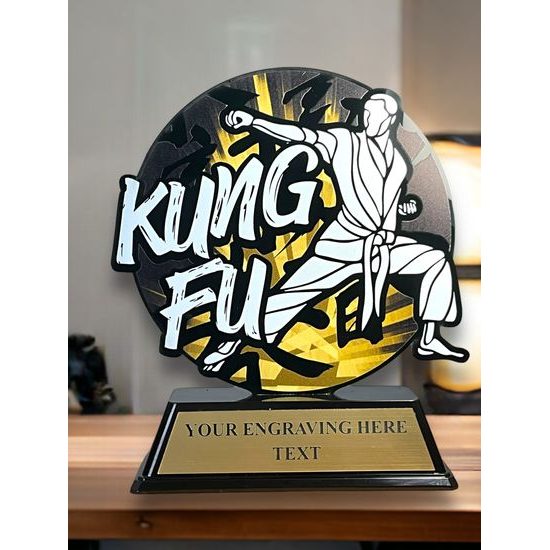 Roswell black acrylic Kung Fu trophy