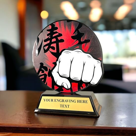 Roswell black acrylic Martial Arts Fist trophy