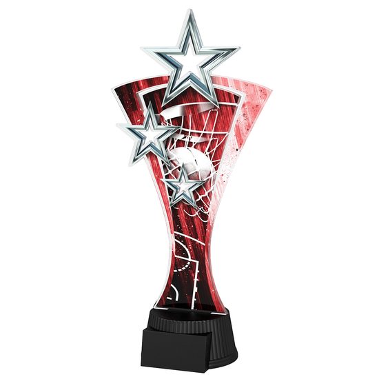 Red and Silver Triple Star Basketball Trophy