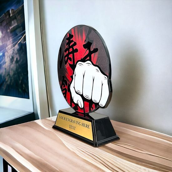 Roswell black acrylic Martial Arts Fist trophy