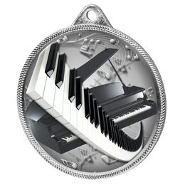 Piano and Keyboard Colour Texture 3D Print Silver Medal
