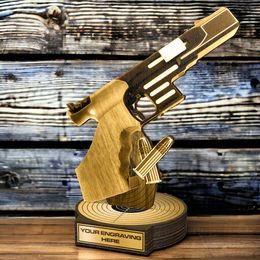 Grove Classic Pistol Shooting Real Wood Trophy