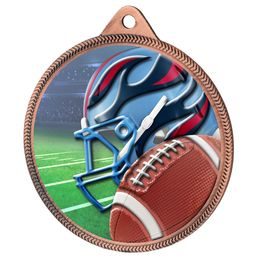 American Football Colour Texture 3D Print Bronze Medal